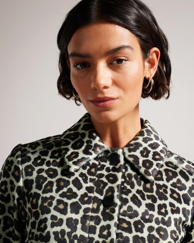 Veste Ted Baker Cropped Leopard Print Noir Femme | OTD-65557357